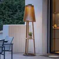 LES JARDINS Tecka solcelle-gulvlampe med sensor, teak