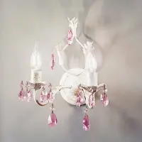 ONLI Vegglampe Kate med 2 lyskilder, hvit, rosékrystaller