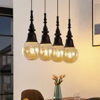LUCANDE Gesja hengelampe, 4 lyskilder, lang, svart