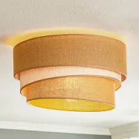 Duolla Taklampe Trio i jute, naturbrun/hvit, Ø45cm