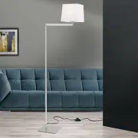Orion Carlton gulvlampe i tekstil, matt nikkel