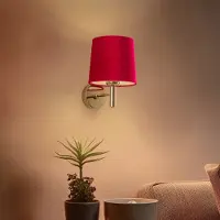 Argon Vegglampe Polo, tekstilskjerm, messing/rosa