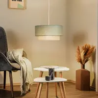 Duolla Boho-pendellampe, salviegrønn/brun, Ø 45 cm, tekstil