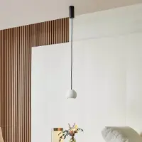 LUCANDE LED-hengelampe Darkorin, hvit, rund, gips, Ø 12 cm