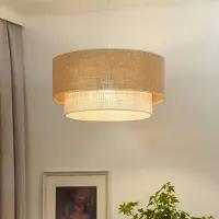 Duolla Boho-pendellampe, brun/hvit, Ø 45 cm, tekstil