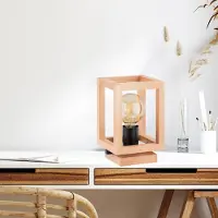 Alfa Pako bordlampe, burform, kube, tre, 16 x 16 x 25 cm