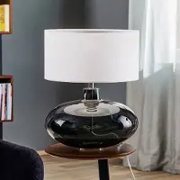 Argon Bordlampe Skien, skjerm hvit, glassfot røykgrå