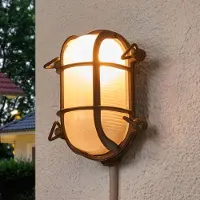MORETTI Utendørs vegglampe oval Bengt messing-antikk/opal