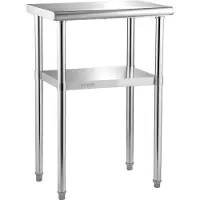 Vevor rustfritt stål forberedelsesbord, 24 x 18 x 36 tommer, 600 lbs lastekapasitet Kraftig metall arbeidsbord med justerbar underhylle og føtter, kommersiell arbeidsstasjon for kjøkken Restaurant Gar