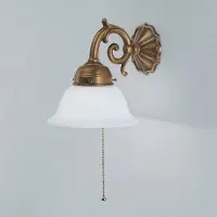 BERLINER MESSINGLAMP Vegglampe EDGAR av messing med snorbryter