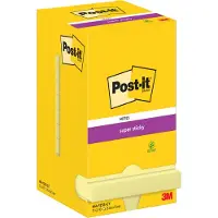 Post It Superklebrig Flyttbar Notatblokk Med 12 Kanarigule Blokker 76x76 Mm