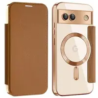 Mtp Products Google Pixel 8a Flip-deksel med kortspor - MagSafe-kompatibel - Brun