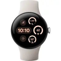 Google Pixel Watch 3 WiFi-smartklokke, 41 mm, Porcelain / Polished Silver