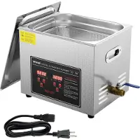 Vevor ultralydrenser med digital timer og varmeelement, profesjonell ultrasonisk smykkerenser, oppvarmet rengjøringsmaskin i rustfritt stål for briller, klokkeringer, små deler, kretskort (10L)