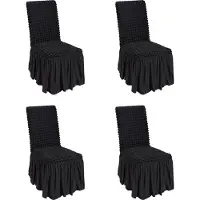 Vevor stretch spandex klappstoltrekk, universelt tilpasset stoltrekk med skjørt, avtakbare vaskbare beskyttende sliptrekk, til bryllup, høytid, bankett, fest, feiring, bespisning (4 stk svart)