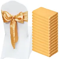 Vevor Sateng stolskjærer sløyfer, 50 stk. stolbånd med bånd, 7 x 108 tommer, gull bryllupsmottakelse dekorasjon, for bryllupsseremoni babyshower fest arrangementer bankett stoltrekk dekorasjon