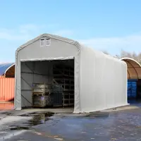 TOOLPORT 5x20 m telthall, PRIMEtex-PVC-presenning, grå, med statikk (jordunderlag)