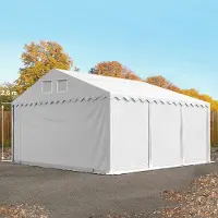 TOOLPORT 6x6 m lagertelt, PVC-presenning, hvit, med bunnramme, uten statikk