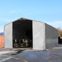 TOOLPORT 8x36 m telthall, PRIMEtex-PVC-presenning, grå, med statikk (betongunderlag)