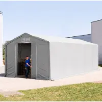 TOOLPORT 5x10 m telthall, PRIMEtex-PVC-presenning, grå, uten statikk