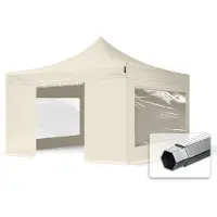 TOOLPORT 4x4 m aluminium, pop up partytelt, 4 sidepaneler, creme