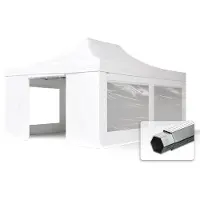 TOOLPORT 4x6 m aluminium, pop up partytelt, 4 sidepaneler, hvit