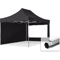 TOOLPORT 3x4,5 m aluminium, pop up partytelt, 2 sidepaneler, svart