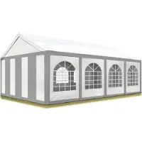 TOOLPORT 4x8 m partytelt, PE-presenning, grå-hvit