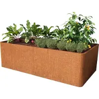 PRIMEYARD 200x107x60 cm plantekasse, cortenstål,  rust-look, inkl. perforert hylleplate
