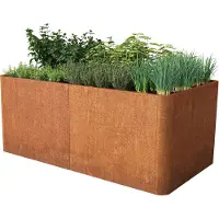 PRIMEYARD 146x80x80 cm plantekasse, cortenstål,  rust-look, inkl. perforert hylleplate