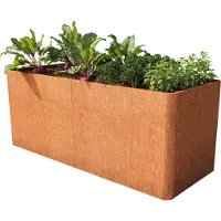 PRIMEYARD 200x80x60 cm plantekasse, cortenstål,  rust-look, inkl. perforert hylleplate