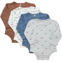 Pippi Baby Bodyer I/e - 4-pack - Blue Mirage - - 74 - Langermet Body