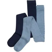 Minymo Strømpebukser - Ull - 2-pack - Dark Navy - - 140/146 - Strømpebukser