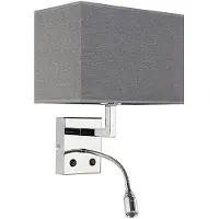 Euluna Vegglampe Hotel med fleksibel arm og tekstilskjerm, grå