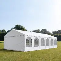 TOOLPORT 6x12 m partytelt, PVC-presenning, hvit, med bunnramme