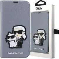 Karl Lagerfeld KLBKP14XSANKCPG iPhone 14 Pro Max 6,7" bokhylle sølv Saffiano Karl & Choupette