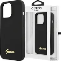 GUESS GUHMP13MLSLMGBK iPhone 13 6,1" svart/svart hardcase Silikon Script Gold Logo Magsafe