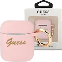 GUESS GUA2SSSI AirPods-deksel rosa/rosa Silikon Vintage Script