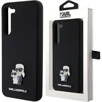 Karl Lagerfeld Silikon Karl&Choupette Metall Pin-etui for Samsung Galaxy S23 - svart