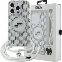 Karl Lagerfeld IML Crossbody Monogram Karl & Choupette MagSafe Case for iPhone 15 Pro - Transparent