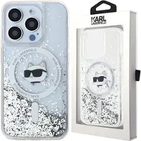 Karl Lagerfeld Liquid Glitter Choupette Head MagSafe-etui for iPhone 15 Pro Max - gjennomsiktig