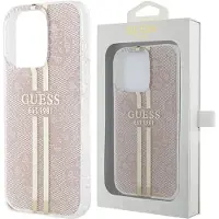 GUESS IML 4G Gold Stripe-etui for iPhone 14 Pro Max - rosa