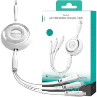 JOYROOM USB-kabel USB-A til USB-C + microUSB + Lightning 1 m hvit (JYR943)