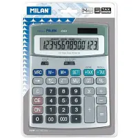 Milan 14-sifret Kalkulator I Grå Metallfarget Blisterpakning