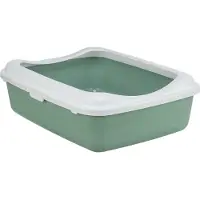 Trixie Klassisk kattetoalett med kant Salvie/Hvit