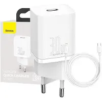 Baseus Super Si Quick Lader 30W - USB-C - Hvit