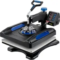 Vevor varmepressemaskin, 15" x 15" rask oppvarming, 360° svingbar digital sublimeringsskriver for T-skjorter med skåldingsbestandig overflate, lerretspose, banner, pute, ETL-godkjent, blå