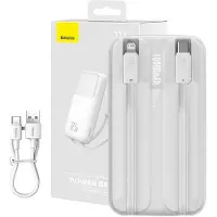 Baseus Comet Series powerbank med display 10000mAh 22,5W - hvit + USB-A - USB-C-kabel