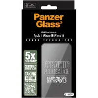 PanzerGlass iPhone 16/15 Ceramic Protection Ultra-Wide Fit EasyAligner Skjermbeskyttere - 9H - svart kant