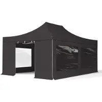 TOOLPORT 4x6 m aluminium, pop up partytelt, 4 sidepaneler, svart